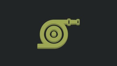 Yeşil bahçe hortumu simgesi siyah arkaplanda izole edildi. Sprey tabanca ikonu. Su ekipmanları. 4K Video hareketli grafik canlandırması .