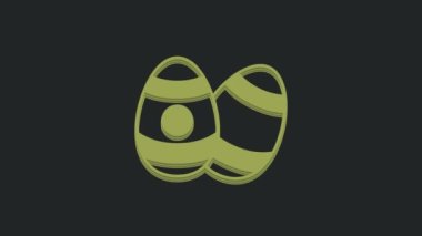 Yeşil Paskalya yumurtası simgesi siyah arkaplanda izole edilmiş. Mutlu Paskalyalar. 4K Video hareketli grafik canlandırması .