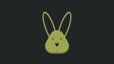 Siyah arka planda izole edilmiş tavşan ikonu olan yeşil hayvan zulmü. 4K Video hareketli grafik canlandırması .