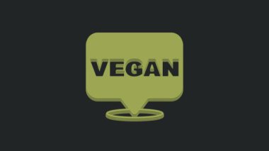 Yeşil Vejetaryen diyet ikonu siyah arka planda izole edilmiş. Organik, biyolojik, ekolojik sembol. Vejetaryen, et yok, laktozsuz, sağlıklı, taze ve şiddet içermeyen yiyecekler. 4K Video hareketli grafik canlandırması .