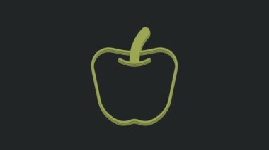 Yeşil Elma simgesi siyah arkaplanda izole edildi. Fazla kilolu. Sağlıklı diyet menüsü. Fitness diyeti elması. 4K Video hareketli grafik canlandırması .