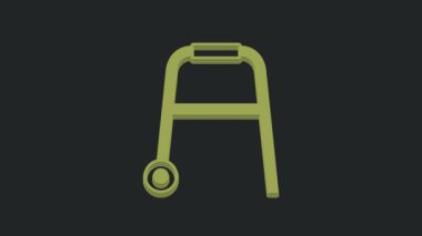 Green Walker, siyah arkaplanda izole edilmiş engelli kişi simgesi. 4K Video hareketli grafik canlandırması.