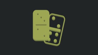Yeşil Domino simgesi siyah arkaplanda izole edildi. 4K Video hareketli grafik canlandırması.