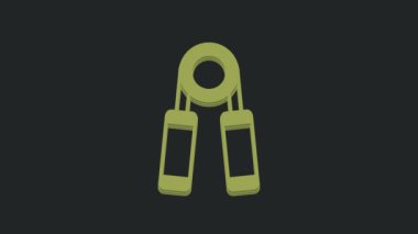 Yeşil Spor genişletici simgesi siyah arkaplanda izole edildi. Spor malzemeleri. 4K Video hareketli grafik canlandırması.