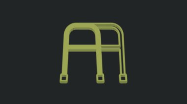 Green Walker, siyah arkaplanda izole edilmiş engelli kişi simgesi. 4K Video hareketli grafik canlandırması.