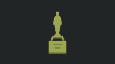 Siyah arkaplanda izole edilmiş Yeşil Film ödülü ikonu. Akademi ödülü ikonu. Filmler ve sinema sembolü. 4K Video hareketli grafik canlandırması.