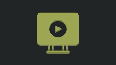 Siyah arkaplanda Green Online video oynatma simgesi izole edildi. Oyun işaretli film şeridi. 4K Video hareketli grafik canlandırması.