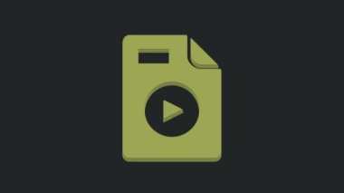 Yeşil AVI dosya belgesi. Avi düğmesi simgesi siyah arkaplanda izole edildi. AVI dosya sembolü. 4K Video hareketli grafik canlandırması.