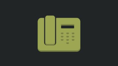 Yeşil Telefon 24 saat destek ikonu siyah arkaplanda izole edildi. Tüm gün müşteri destek merkezi. Tam zamanlı çağrı servisi. 4K Video hareketli grafik canlandırması.