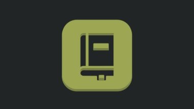 Yeşil Yasa kitabı simgesi siyah arkaplanda izole edildi. Yasal yargıç kitabı. Yargılama kavramı. 4K Video hareketli grafik canlandırması.