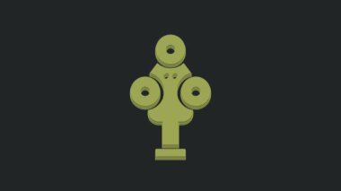 Siyah arkaplanda yeşil 3D tarayıcı simgesi izole edildi. 4K Video hareketli grafik canlandırması.