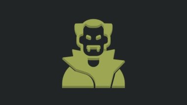 Yeşil Vampir ikonu siyah arka planda izole edildi. Mutlu Cadılar Bayramı Partisi. 4K Video hareketli grafik canlandırması.