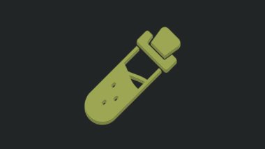 Siyah zemin üzerinde iksir ikonu olan yeşil şişe. Sihirli iksirli matara. Mutlu Cadılar Bayramı Partisi. 4K Video hareketli grafik canlandırması.