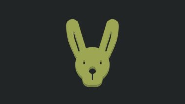 Siyah arkaplanda izole edilmiş kulaklı yeşil tavşan. Sihir numarası. Gizemli eğlence konsepti. 4K Video hareketli grafik canlandırması.