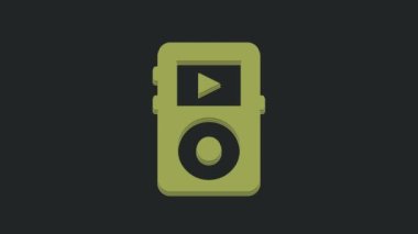 Green Music player simgesi siyah arkaplanda izole edildi. Taşınabilir müzik cihazı. 4K Video hareketli grafik canlandırması.