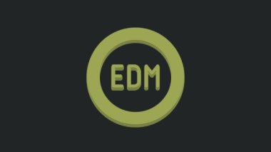 Yeşil EDM elektronik dans müziği ikonu siyah arkaplanda izole edildi. 4K Video hareketli grafik canlandırması.