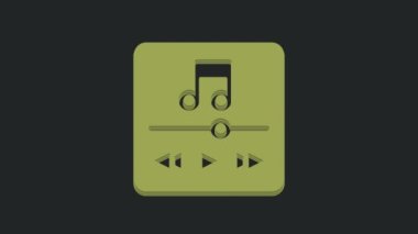 Green Music player simgesi siyah arkaplanda izole edildi. Taşınabilir müzik cihazı. 4K Video hareketli grafik canlandırması.
