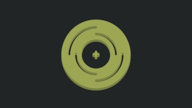 Siyah arkaplanda yeşil Vinil disk simgesi izole edildi. 4K Video hareketli grafik canlandırması.