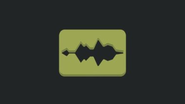 Yeşil Müzik Dalgası eşitleyici simgesi siyah arkaplanda izole edildi. Ses dalgası. Ses dijital dengeleyici teknolojisi, konsol paneli, nabız müzikali. 4K Video hareketli grafik canlandırması.