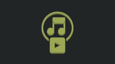 Siyah arkaplanda izole edilmiş kare simgesinde Green Play. 4K Video hareketli grafik canlandırması.