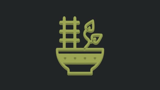 Green Plant Pot Icon Isolated Black Background Plant Growing Pot — Stock Video
