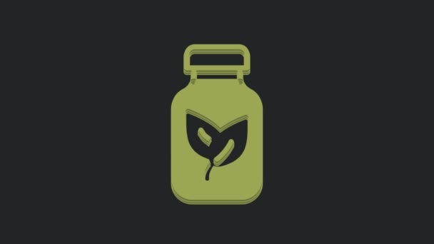Иконка Бутылки Зеленого Удобрения Выделена Черном Фоне Видеографическая Анимация — стоковое видео