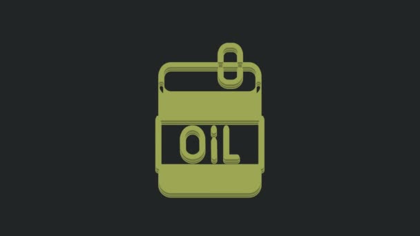 Grüne Flasche Olivenöl Symbol Isoliert Auf Schwarzem Hintergrund Krug Mit — Stockvideo