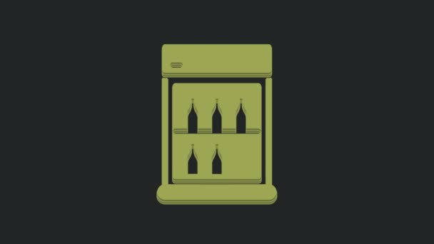 Refrigerador Comercial Verde Para Armazenar Bebidas Ícone Isolado Fundo Preto — Vídeo de Stock