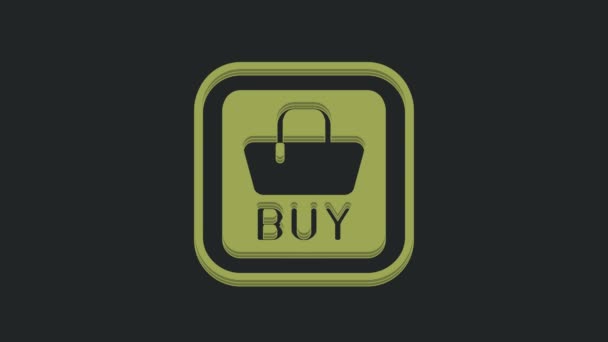 黒の背景に隔離された緑の購入ボタンアイコン 株式投資市場の概念 4Kビデオモーショングラフィックアニメーション — ストック動画