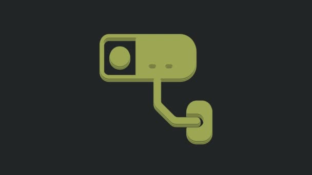 Ikona Zelené Bezpečnostní Kamery Izolovaná Černém Pozadí Grafická Animace Pohybu — Stock video