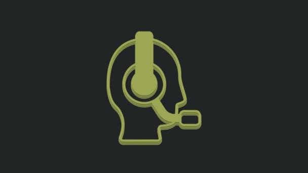 绿色男子与耳机图标隔离在黑色背景 支持接线员联系 呼叫中心的概念 客户支持服务 4K视频运动图形动画 — 图库视频影像