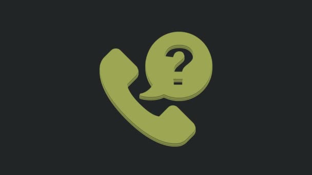 Green Telephone Uur Support Icoon Geïsoleerd Zwarte Achtergrond Hele Dag — Stockvideo