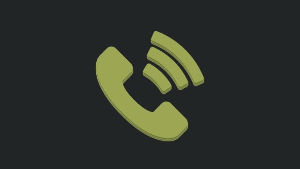 Green Telephone Uur Support Icoon Geïsoleerd Zwarte Achtergrond Hele Dag — Stockvideo