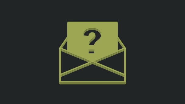 Πράσινος Φάκελος Εικονίδιο Ερωτηματικού Που Απομονώνεται Μαύρο Φόντο Γράμμα Ερωτηματικό — Αρχείο Βίντεο