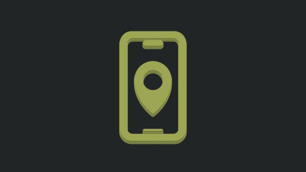 Green Infographic City Map Navigation Icon Isolated Black Background Inglés — Vídeo de stock