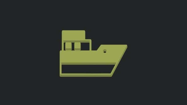 具有起点Gps和黑色背景下孤立的黑线图标的船舶海上航线绿线路径 4K视频运动图形动画 — 图库视频影像