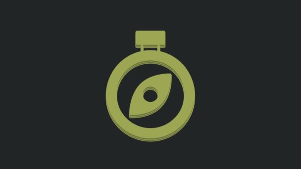 Icona Bussola Verde Isolata Sfondo Nero Simbolo Navigazione Windrose Segno — Video Stock