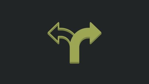 Verkeerstekens Groen Wegwijzerpictogram Geïsoleerd Zwarte Achtergrond Pointer Symbool Geïsoleerd Straatinformatiebord — Stockvideo