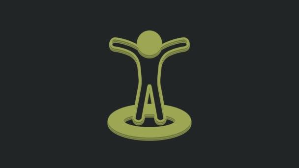 Značka Zelené Mapy Siluetou Ikony Osoby Izolované Černém Pozadí Symbol — Stock video