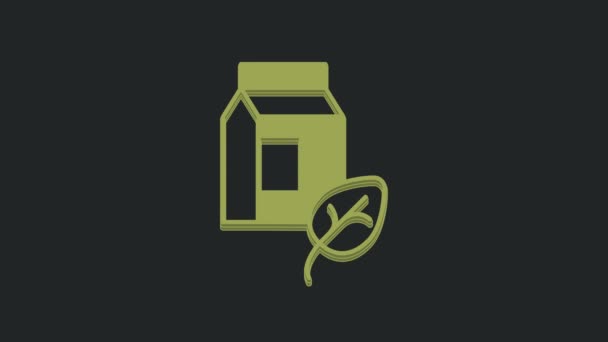 Ікона Зеленого Молока Ізольована Чорному Тлі Вегетаріанський Продукт Відеографічна Анімація — стокове відео