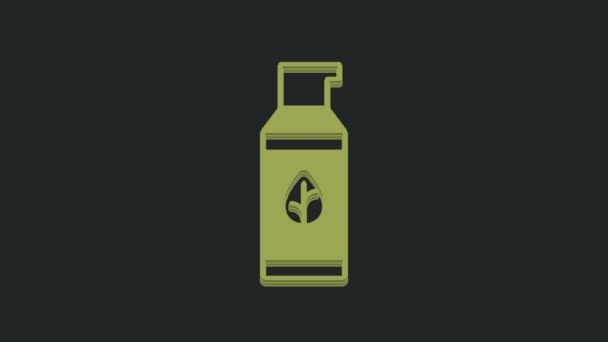 Siyah Arkaplanda Yeşil Organik Kozmetik Ikonu Var Vücut Bakım Ürünleri — Stok video