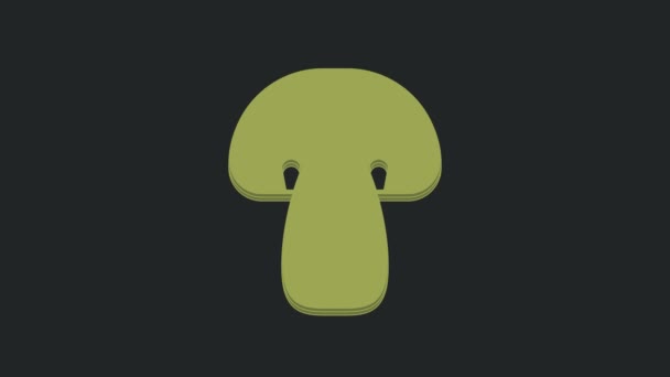 绿色蘑菇图标隔离在黑色背景 4K视频运动图形动画 — 图库视频影像