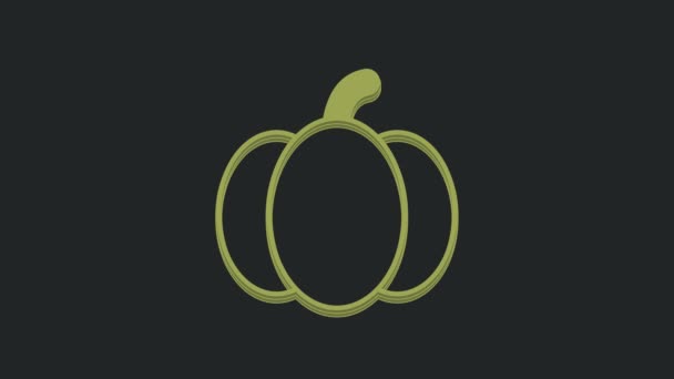Иконка Зеленой Тыквы Выделена Черном Фоне Счастливого Хэллоуина Видеографическая Анимация — стоковое видео