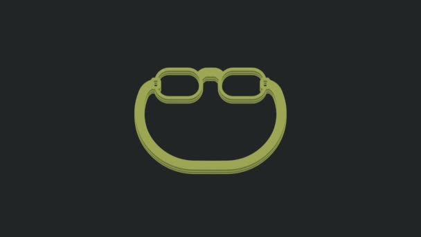 Ikona Zelené Brýle Izolované Černém Pozadí Grafická Animace Pohybu Videa — Stock video