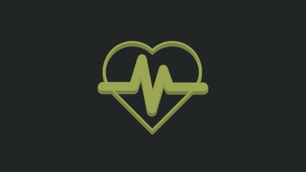 Icona Della Frequenza Cardiaca Verde Isolata Sfondo Nero Segno Battito — Video Stock