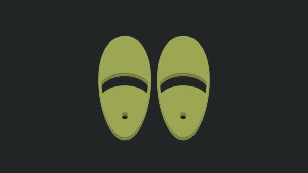 Green Slippers Εικονίδιο Απομονώνονται Μαύρο Φόντο Σαγιονάρες Γραφική Κίνηση Κίνησης — Αρχείο Βίντεο