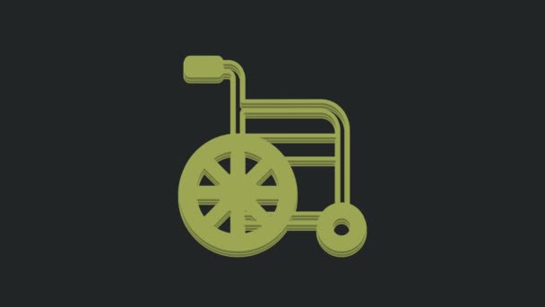 绿色轮椅残疾人图标隔离在黑色背景 4K视频运动图形动画 — 图库视频影像