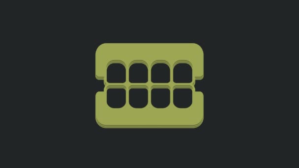 Πράσινο Εικονίδιο Ψεύτικο Σαγόνι Απομονώνονται Μαύρο Φόντο Οδοντικό Σαγόνι Οδοντοστοιχίες — Αρχείο Βίντεο
