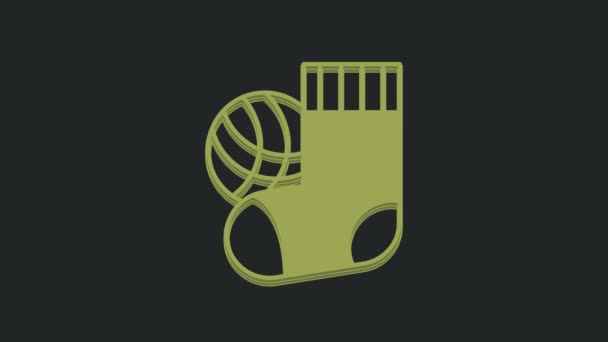 Icono Calcetines Verdes Aislado Sobre Fondo Negro Animación Gráfica Vídeo — Vídeo de stock