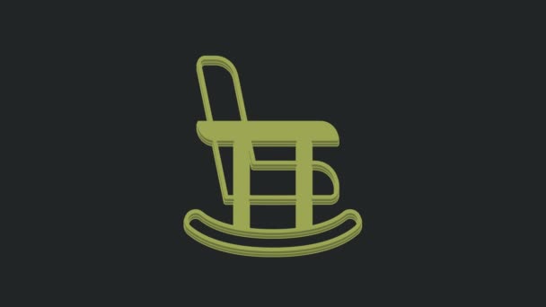 Green Rocking Chair Icon Isolated Black Background Video Motion Graphic — Stock Video